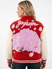 Printed Double Layer Wool Varsity Jacket