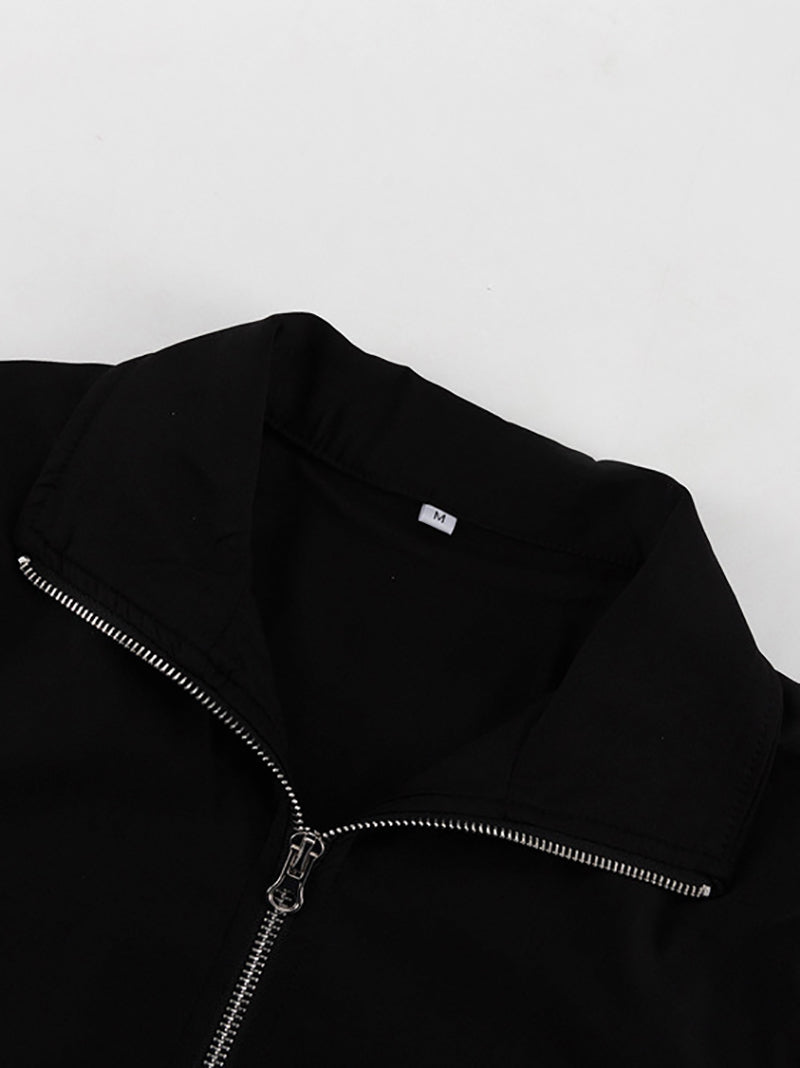 Elegant High Collar Zipper Slim Mini Dress