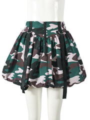 Fashion Camo Bubble Hem Mini Skirt