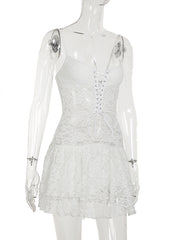Sexy Lace Patchwork See Through Strap Dress