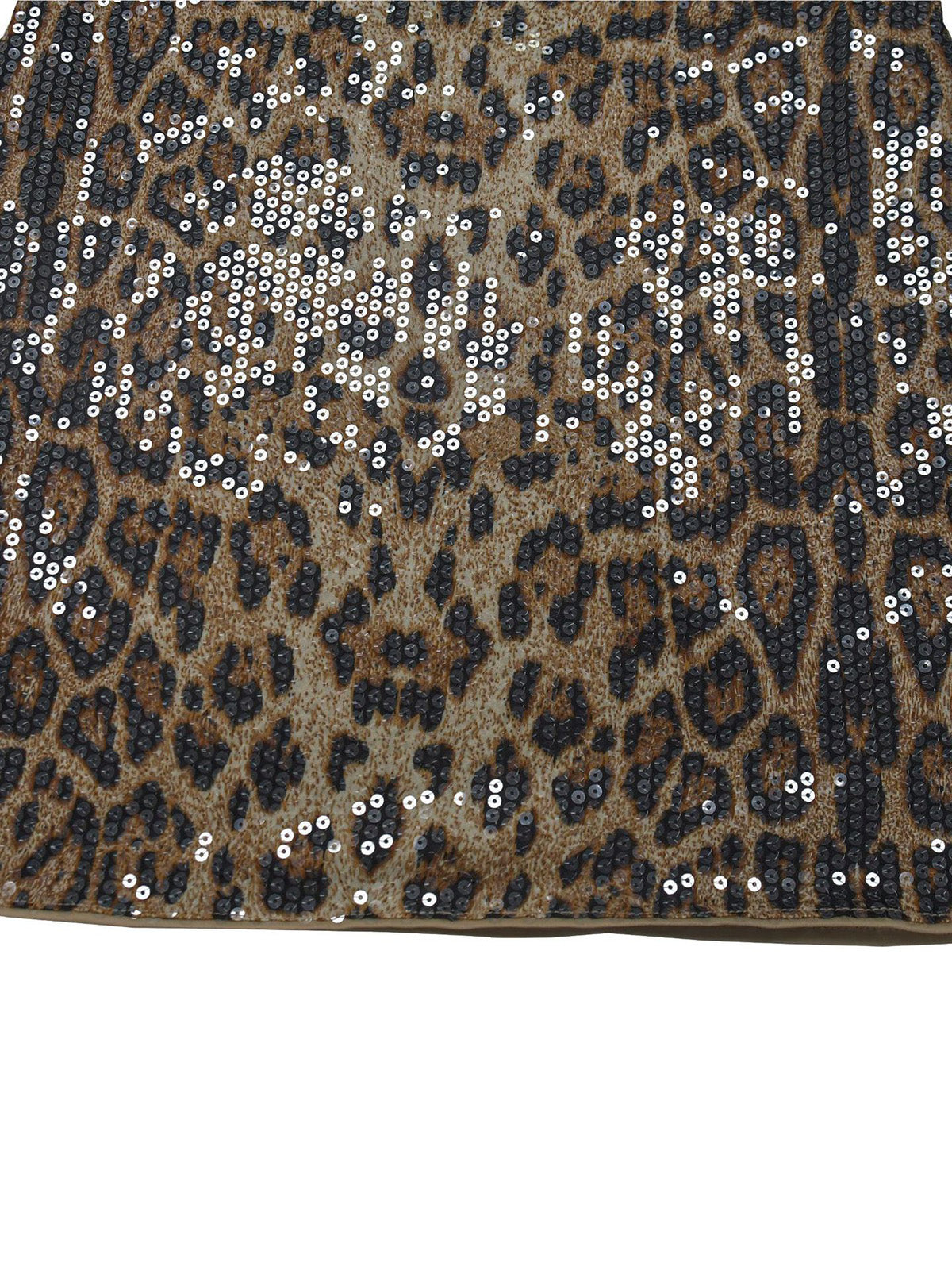 Sexy Leopard Sequin Backless Slip Mini Dress