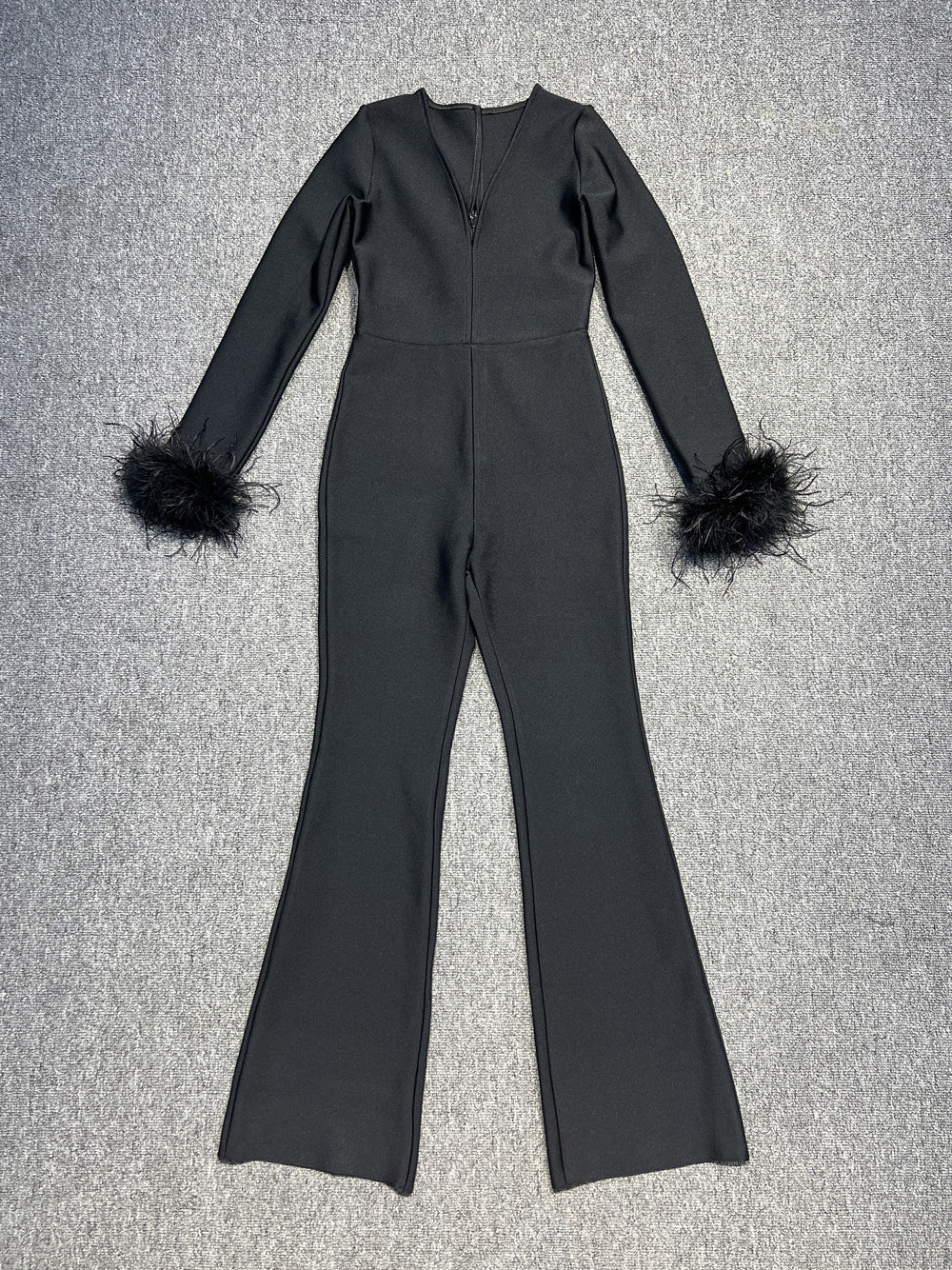 Sexy Deep V Feather Sleeve Slim Jumpsuit