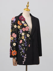 Fashion Floral Beaded Embroidery Blazer