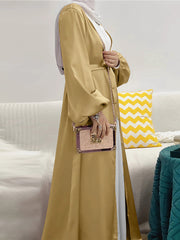 Elegant Lantern Sleeve Cardigan Dress