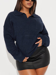 Fashion Loose Turn-down Collar Knit Sweater