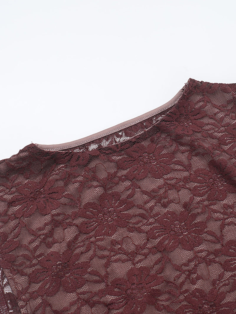 Elegance Sleeveless Lace Bodysuit Long Skirt Sets