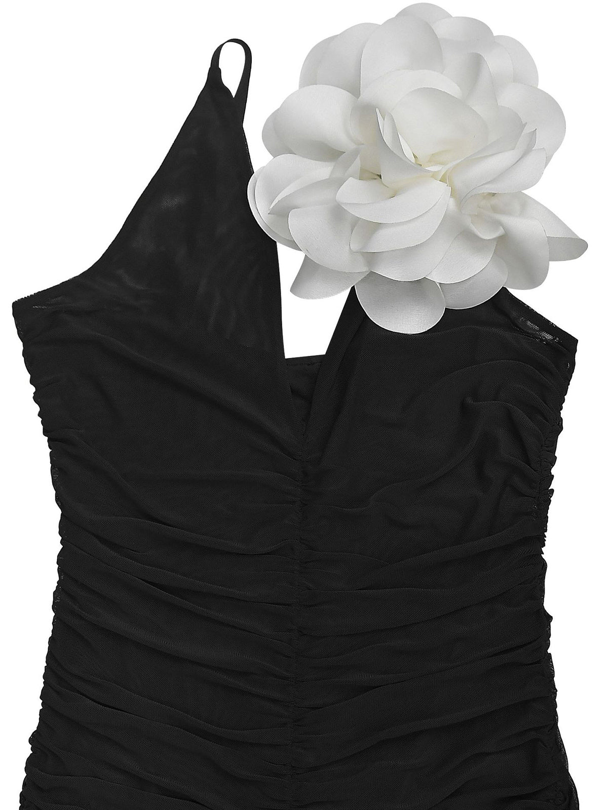Sexy Flower Decor V Neck Sleeveless Slim Maxi Dress
