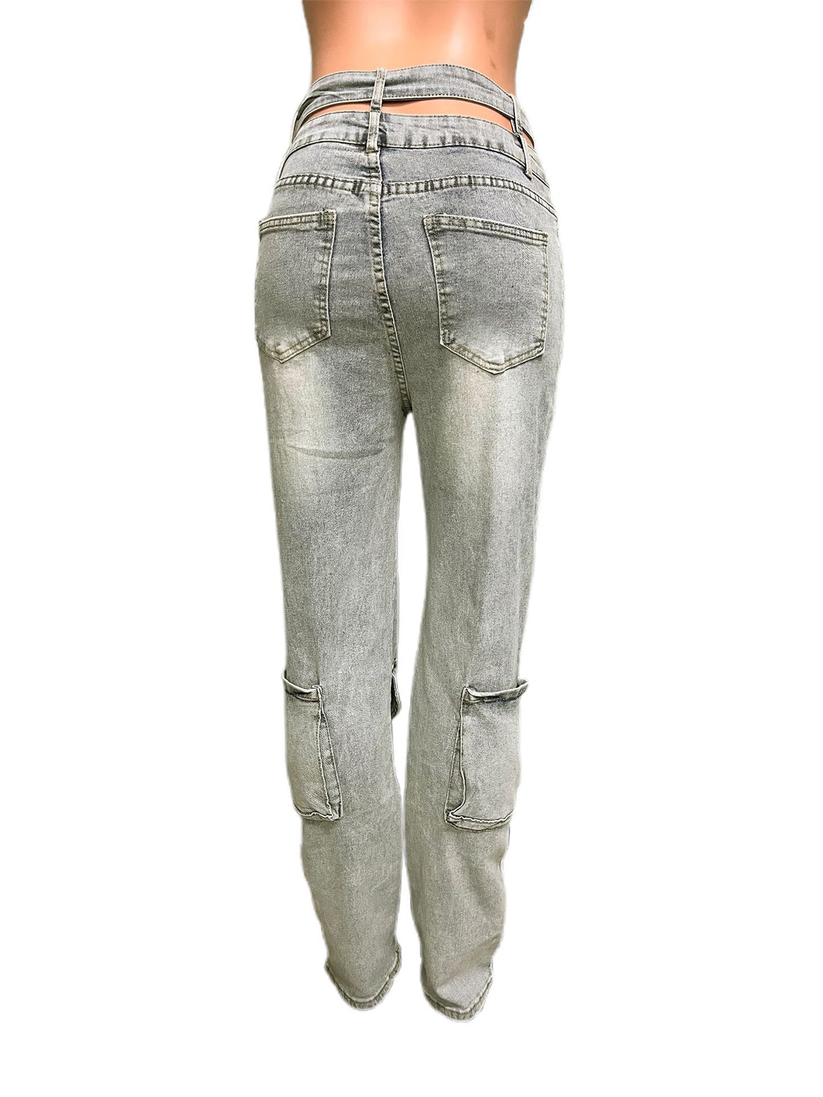 Fashion Crossover Stacked Double Pocket Jeans