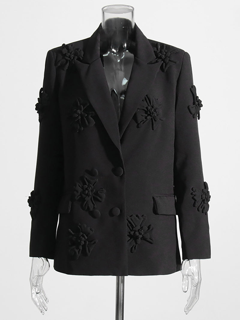 Fashion Floral Embellished Slim Blazer