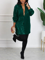 Fashion Sequin Loose Shirt Dress