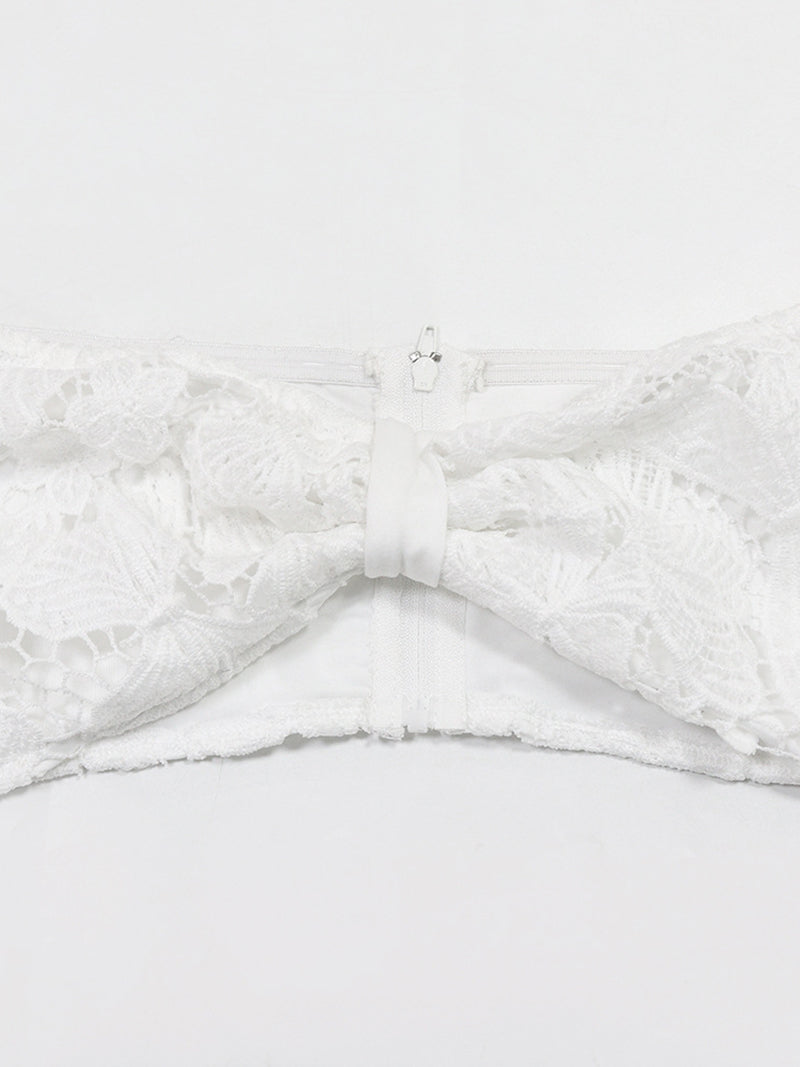 Sexy Lace Cropped Chest Top Cover-Up Skirt Sets