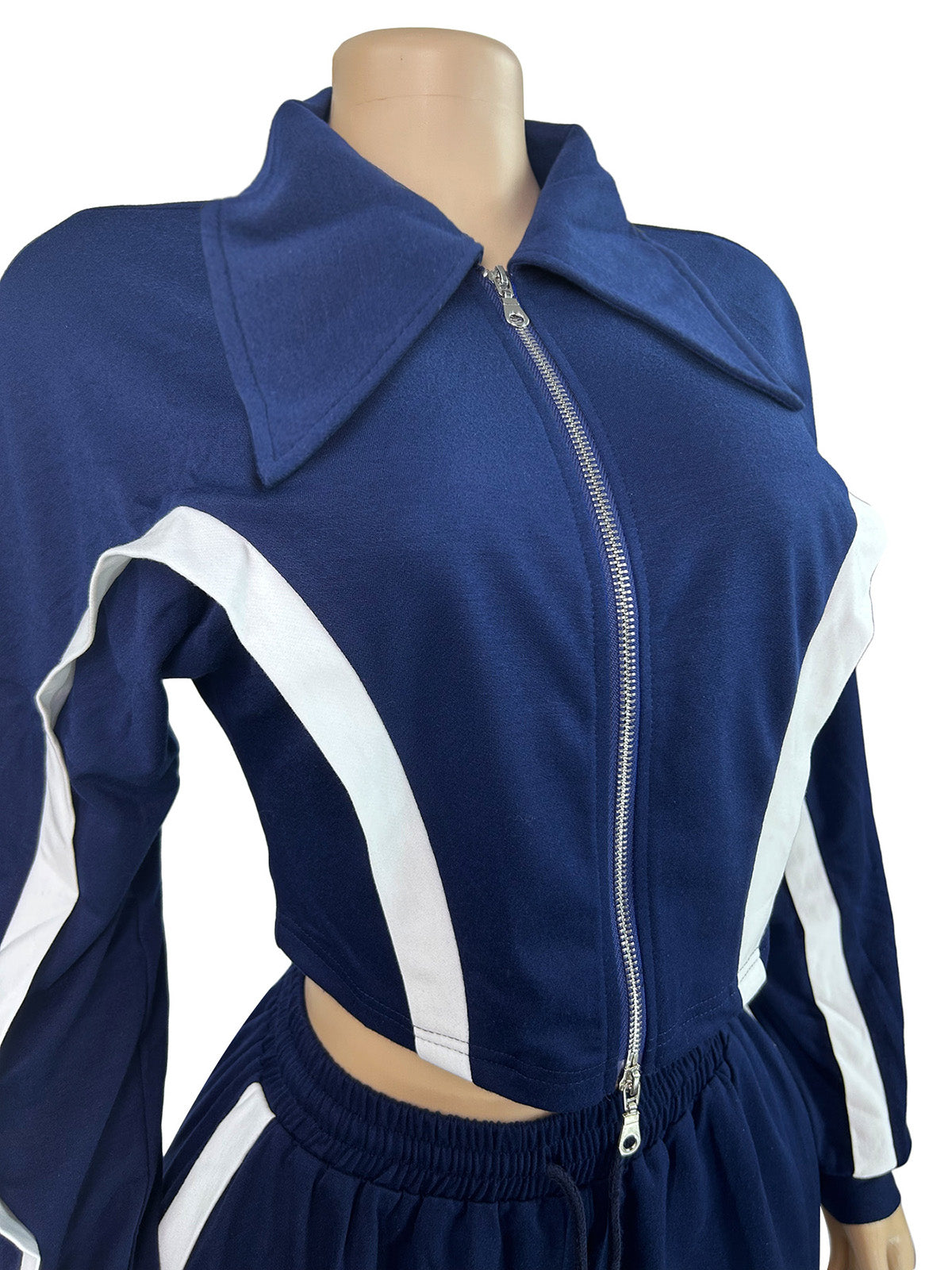 Stripe Patchwork Crop Top and Sweatpants  Set