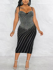 Sexy Spaghetti Strap Rhinestone Nightclub Dress