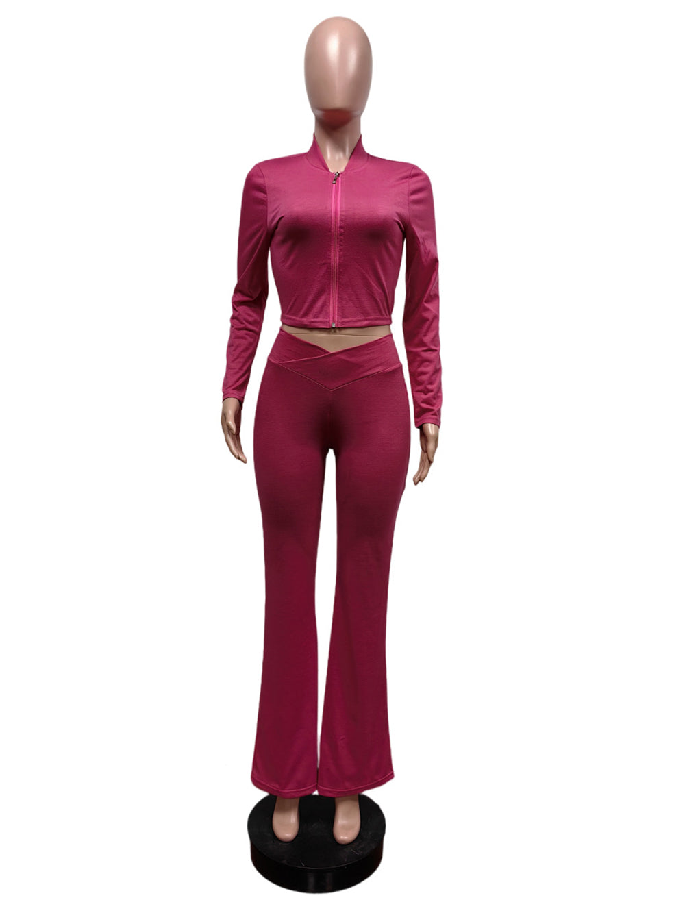 Simple Long Sleeve Top And Pants Casual 2 Piece Set