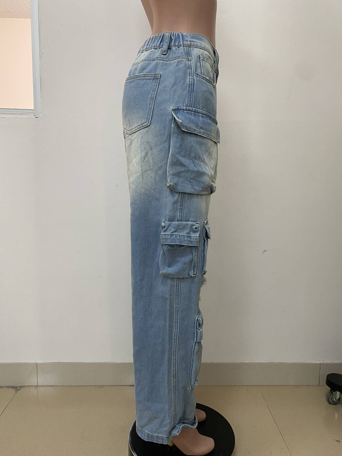 Casual Distressed Cargo Jeans