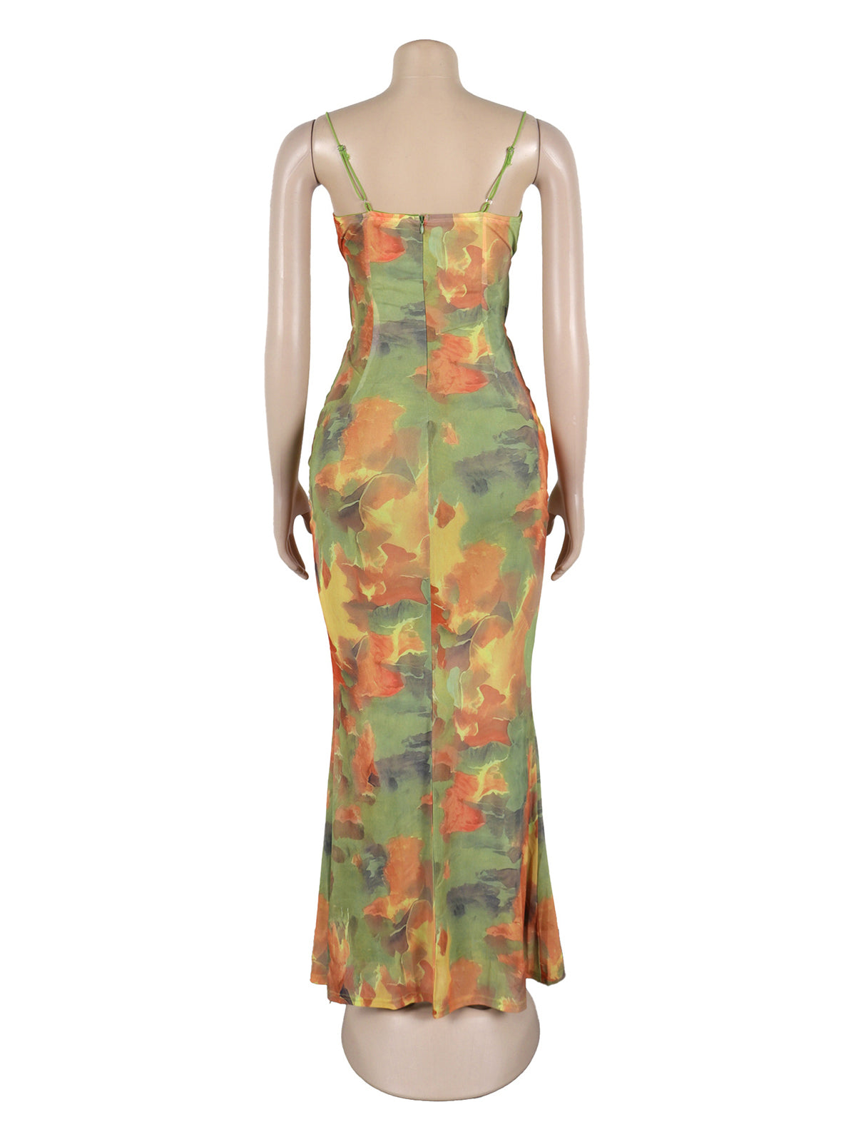 Sexy Tie-dye Spaghetti Strap Bodycon Maxi Dress