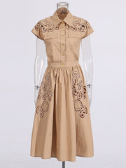 Elegant Embroidered Lapel Top Long Skirt Sets