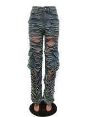 Fashion Ripped Straight Jeans