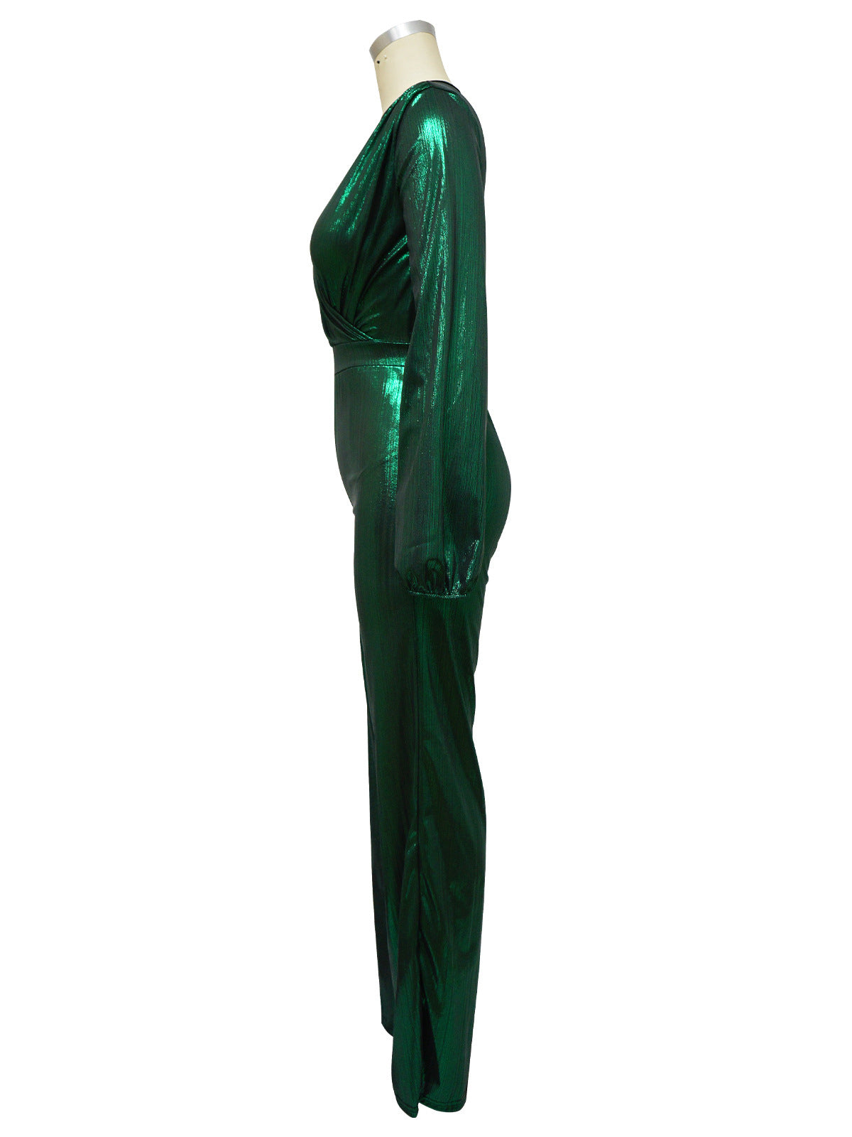 Sexy Metal Color V Neck High Waist Jumpsuit