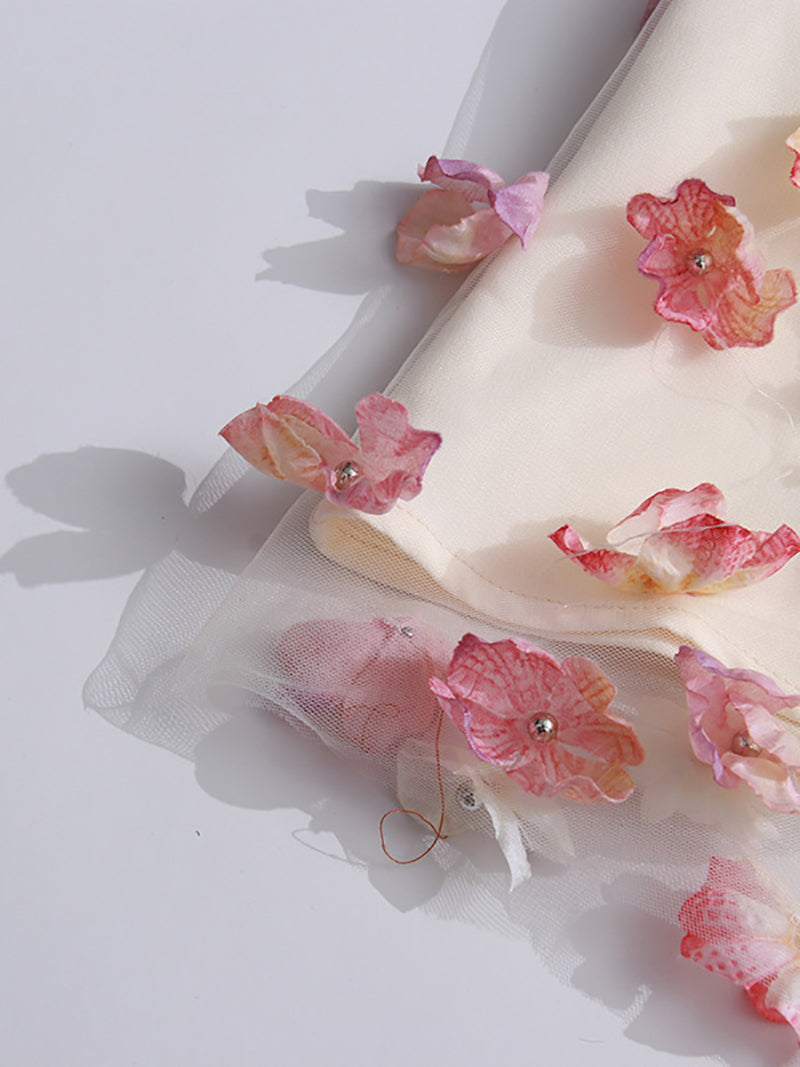 Elegant Strapless Floral Embellished Slim Maxi Dress