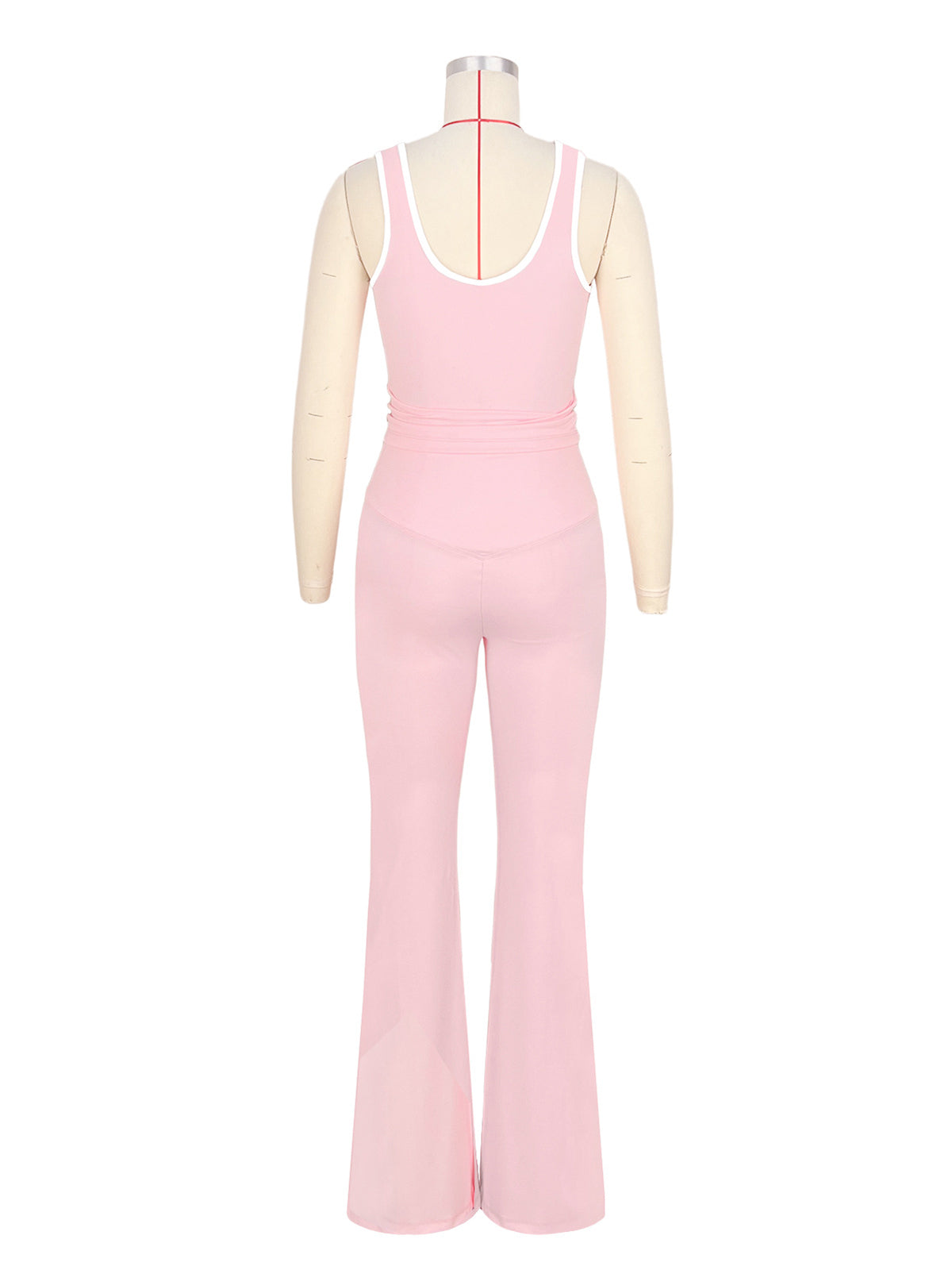 Contrast Color Vest Flared Shorts Sports Yoga Sets