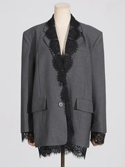 Fashion Patchwork Lace-panel Blazer