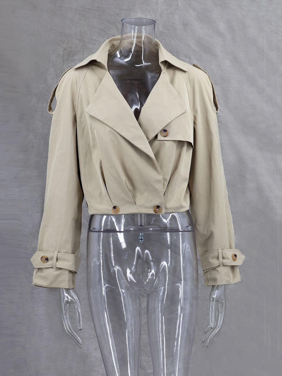 Suit Collar Double Breasted Cropped Jacket