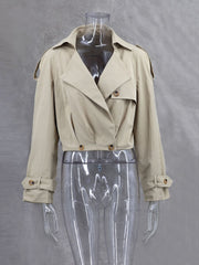 Suit Collar Double Breasted Cropped Jacket