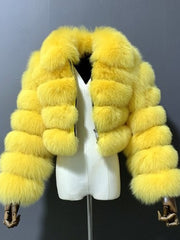 Wide Collar Tiered Faux Fur Cropped Jacket-boutique