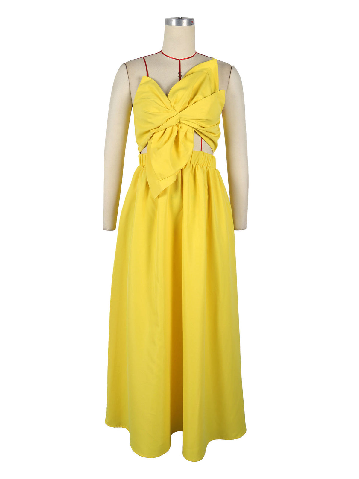 One Shoulder Flower Petal Cut Out Backless Midi Dress