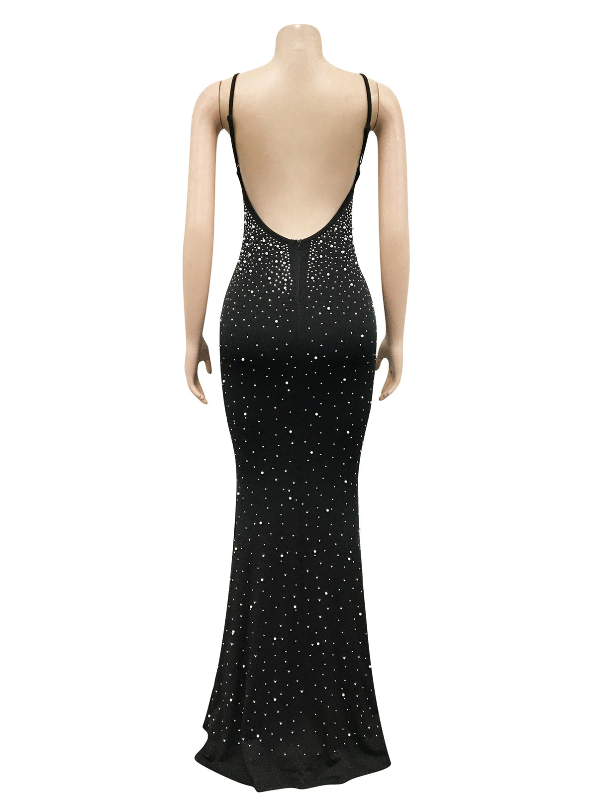 Sexy Spaghetti Strap Backless Rhinestones Evening Dress