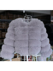 Classy Cropped Faux Fur Warm Jacket Coat