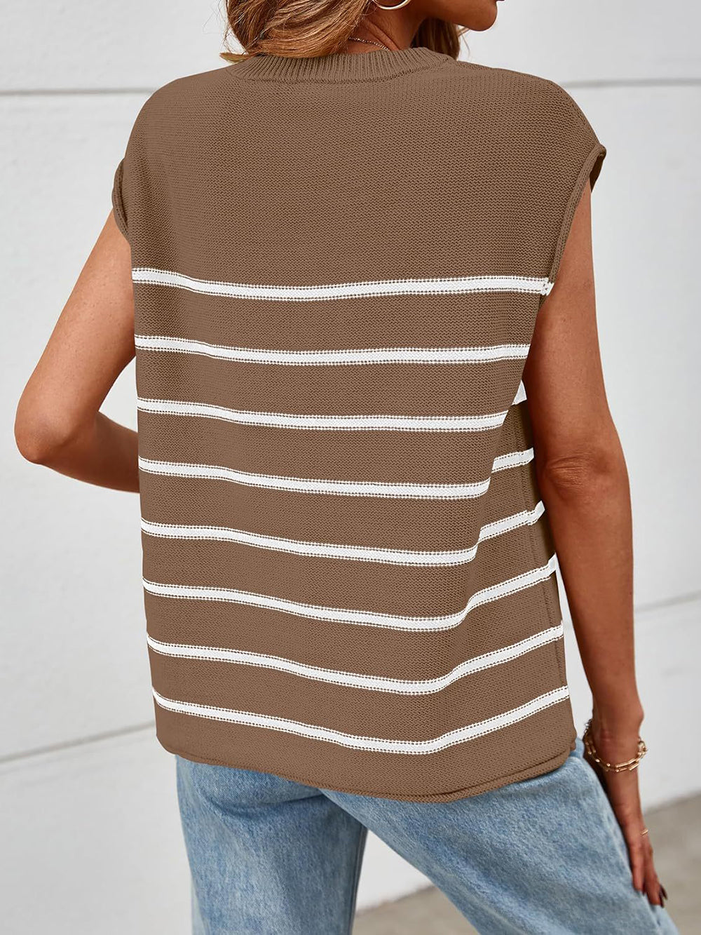 Fashion Stripe Sleeveless Knit Vest Top