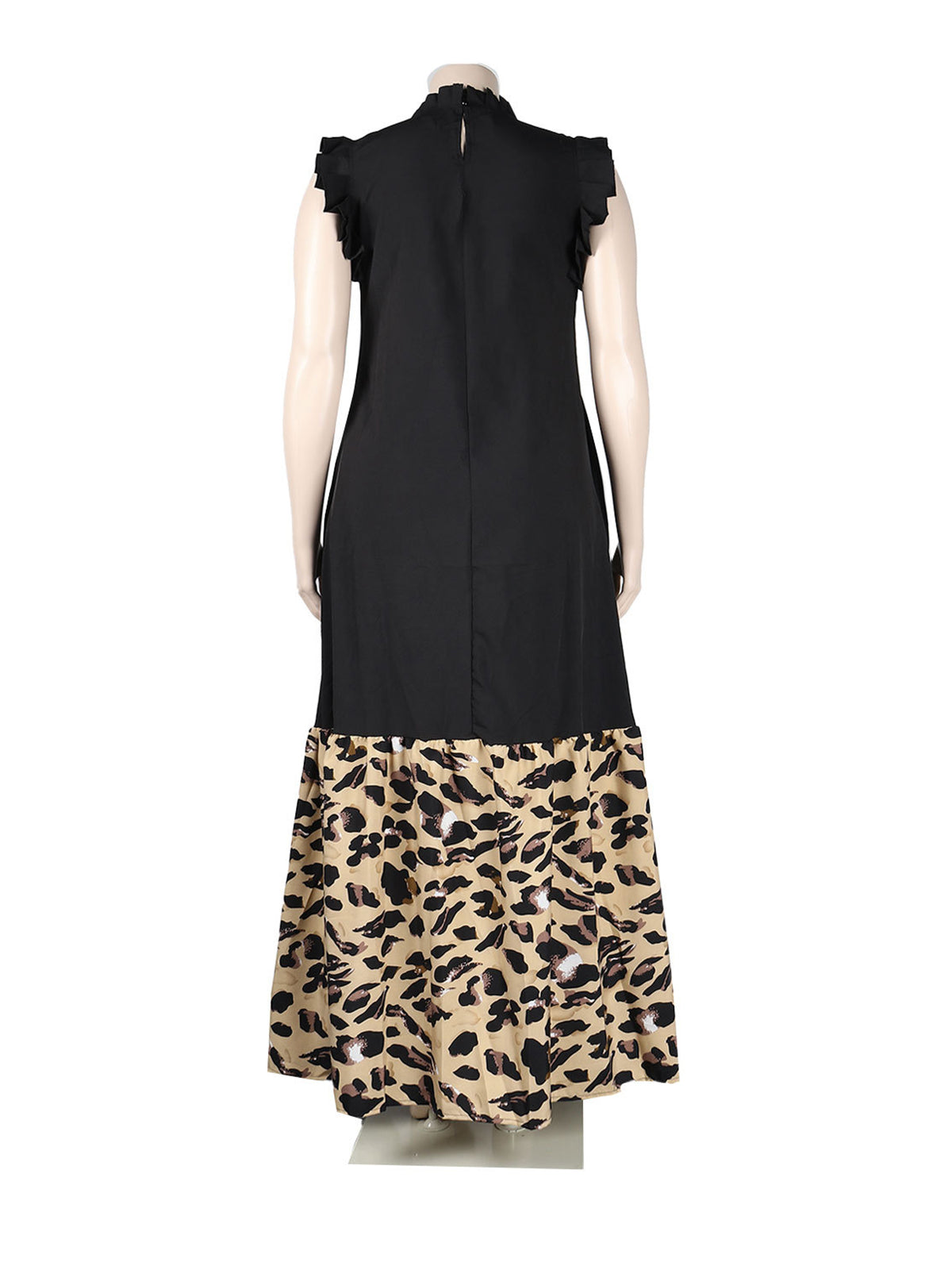 Fashion Leopard Print Patchwork Loose Maxi Dress
