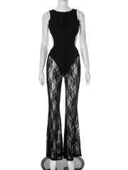 Sexy Backless Tights Lace Jumpsuit