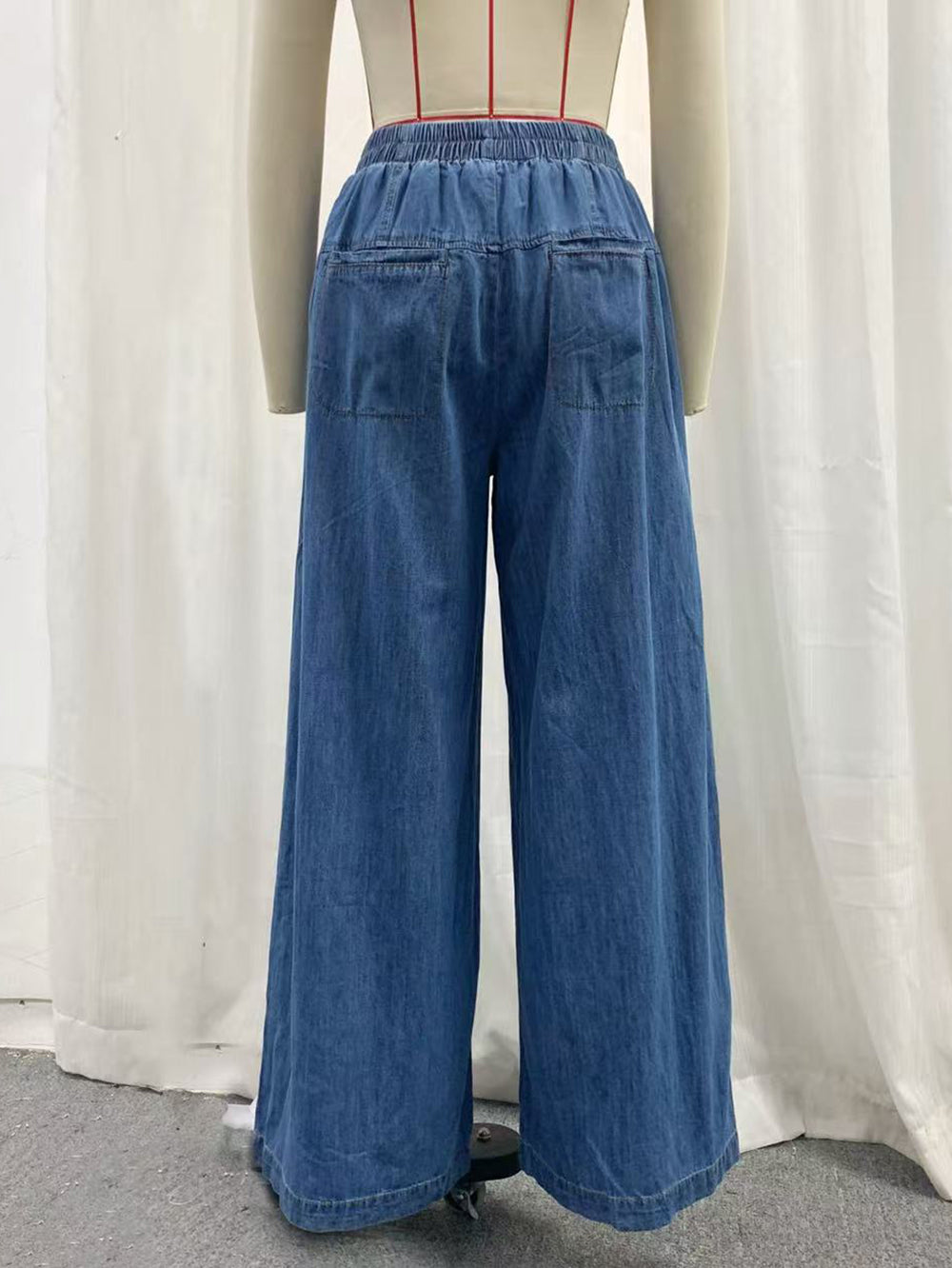 Elastic Waist Casual Wide Leg Jeans