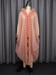 Elegant Ruffles Decorated Smock And Pleated Wide Leg Pant Set