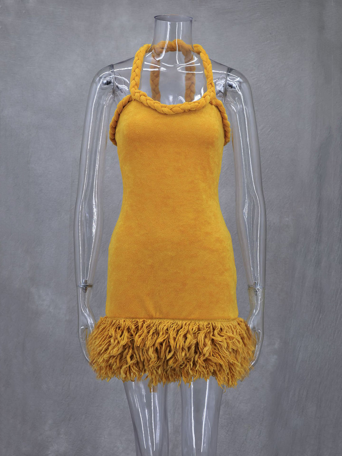 Hand Woven Twine Rope Shoulder Strap Tassel Dress