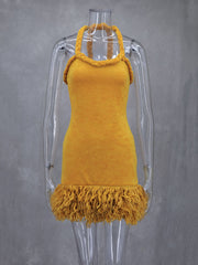 Hand Woven Twine Rope Shoulder Strap Tassel Dress