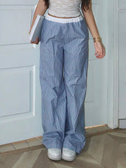 Casual Loose Striped Wide Leg Pants