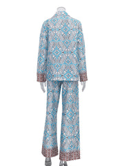 Print Loose Shirt Casual Wide Leg Pants Two Piece Set