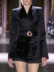 Fashion Long Sleeve Belt Slim Blazer