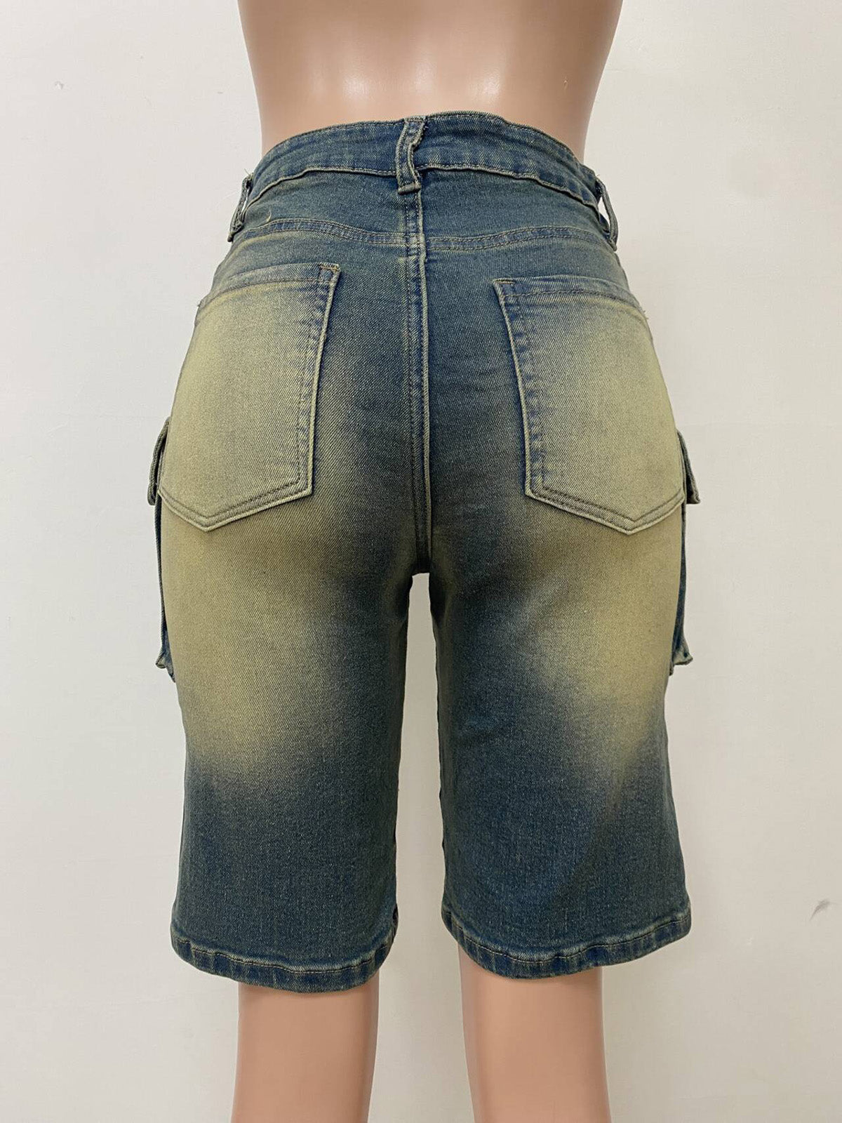 Casual High Waist Cargo Jean Shorts