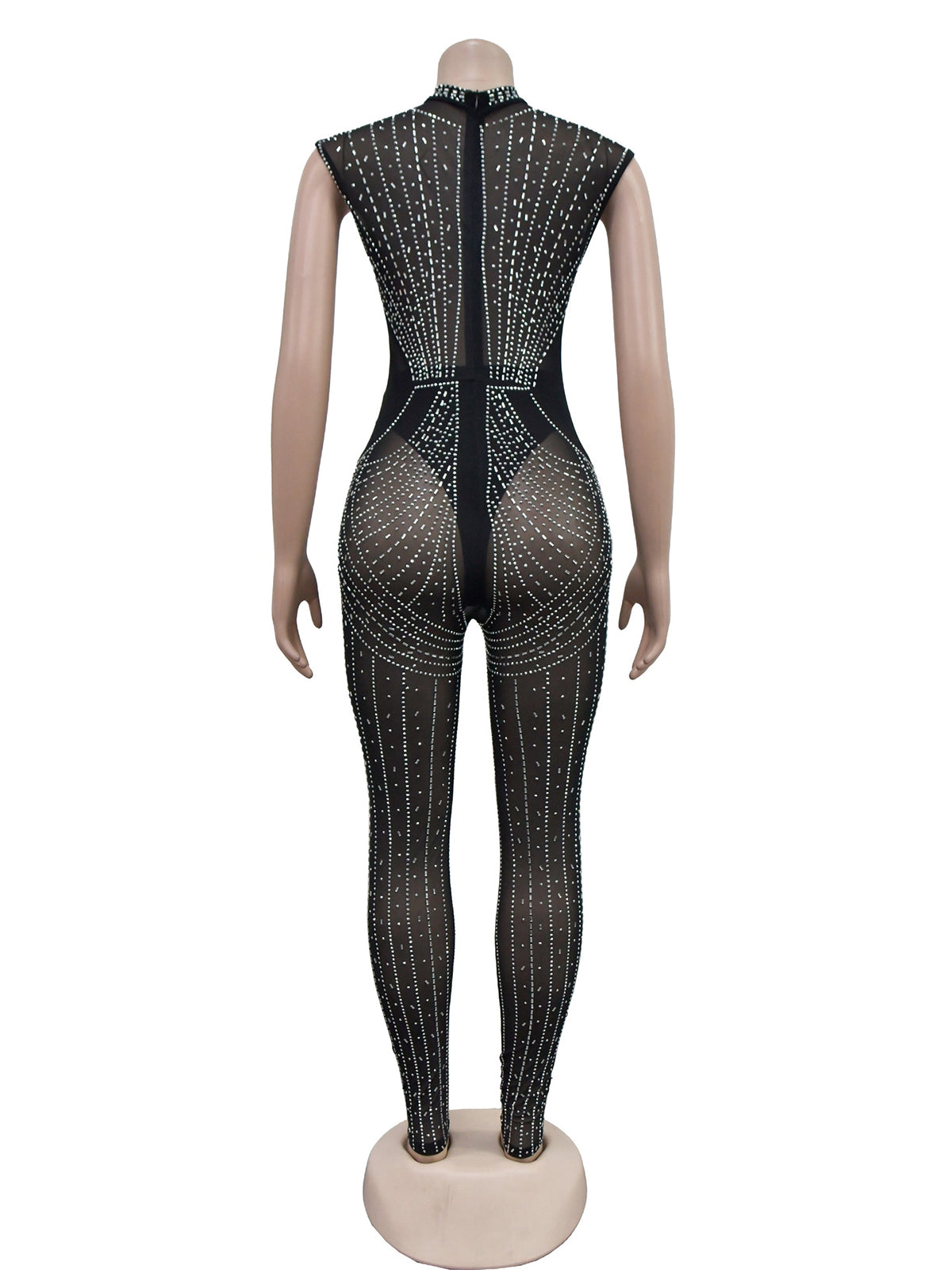 Sexy See through Rhinestone Club Jumpsuit