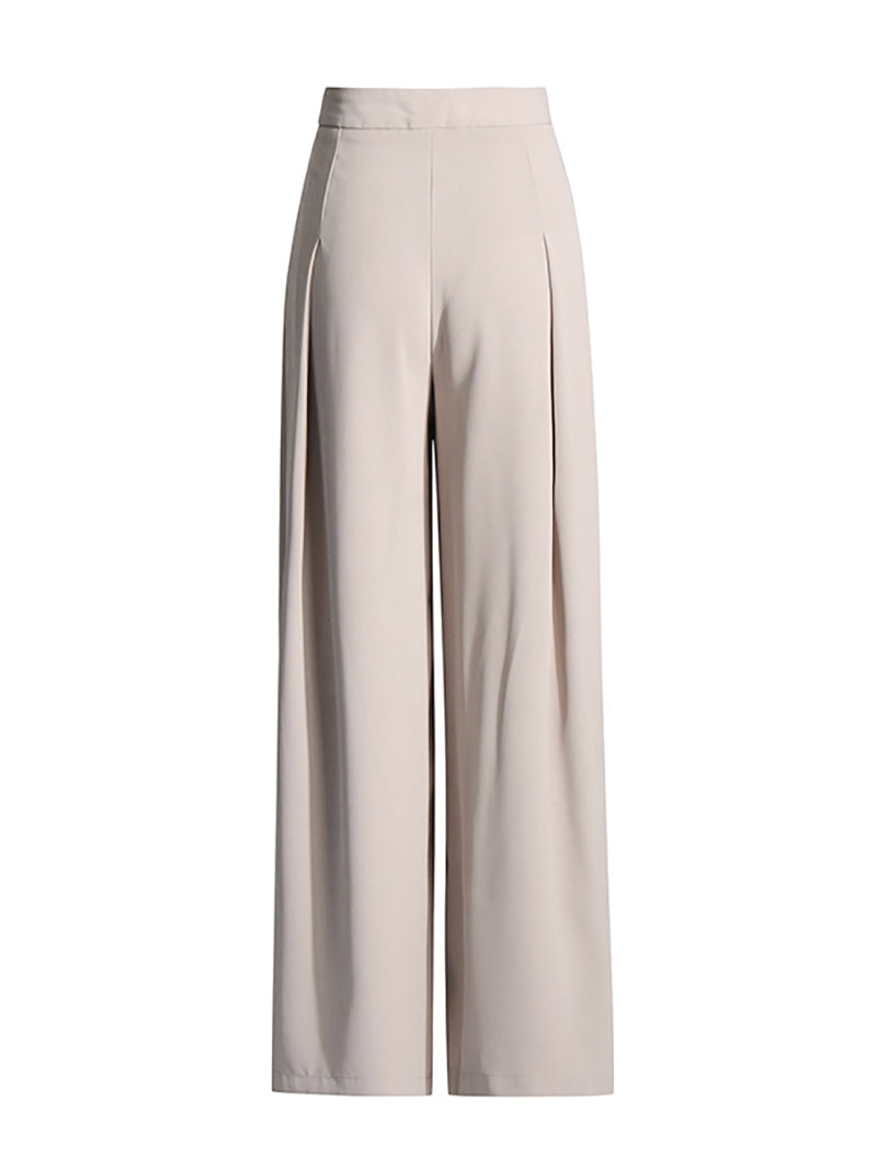 Elegant V Neck Blazer Elastic Waist Wide Leg Pants SuitSets