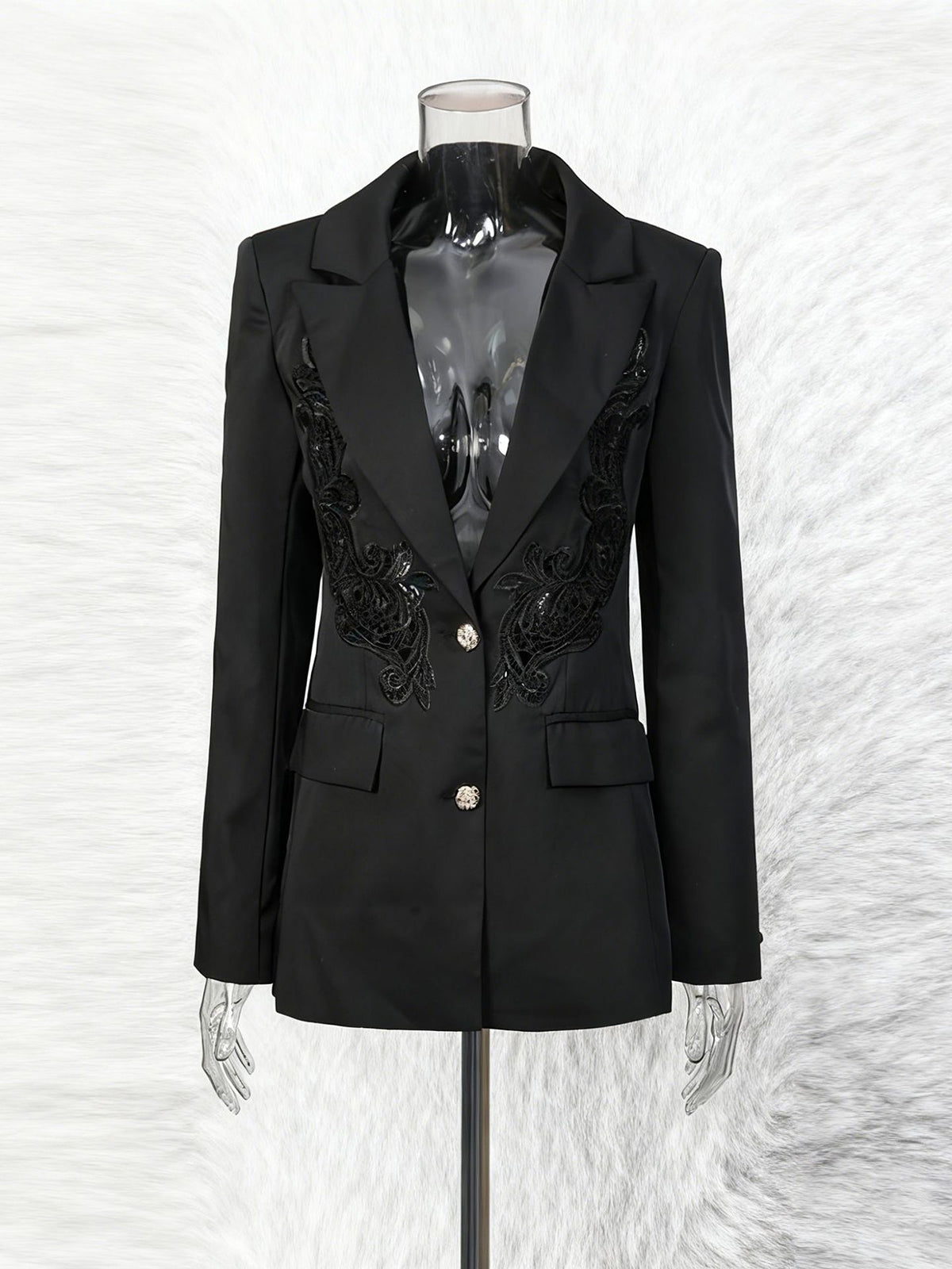 Fashion Embroidery Single-Button Blazer