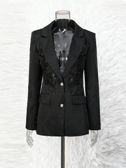 Fashion Embroidery Single-Button Blazer