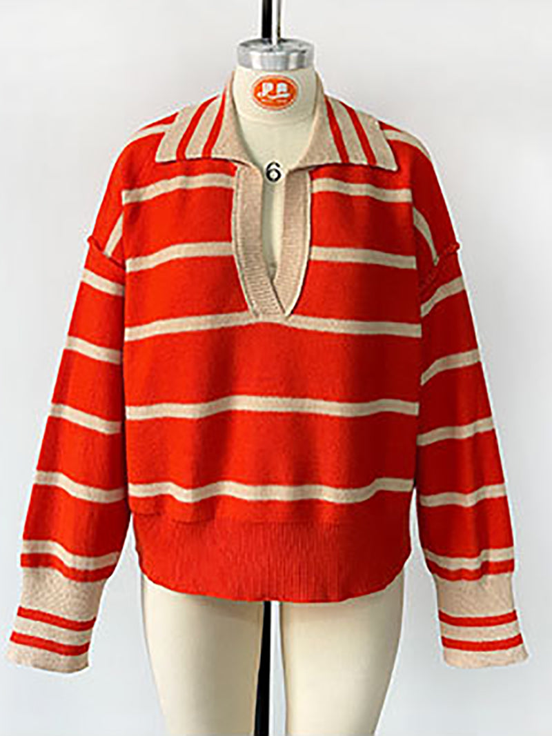 Fashion Stripe Loose Knit Sweater