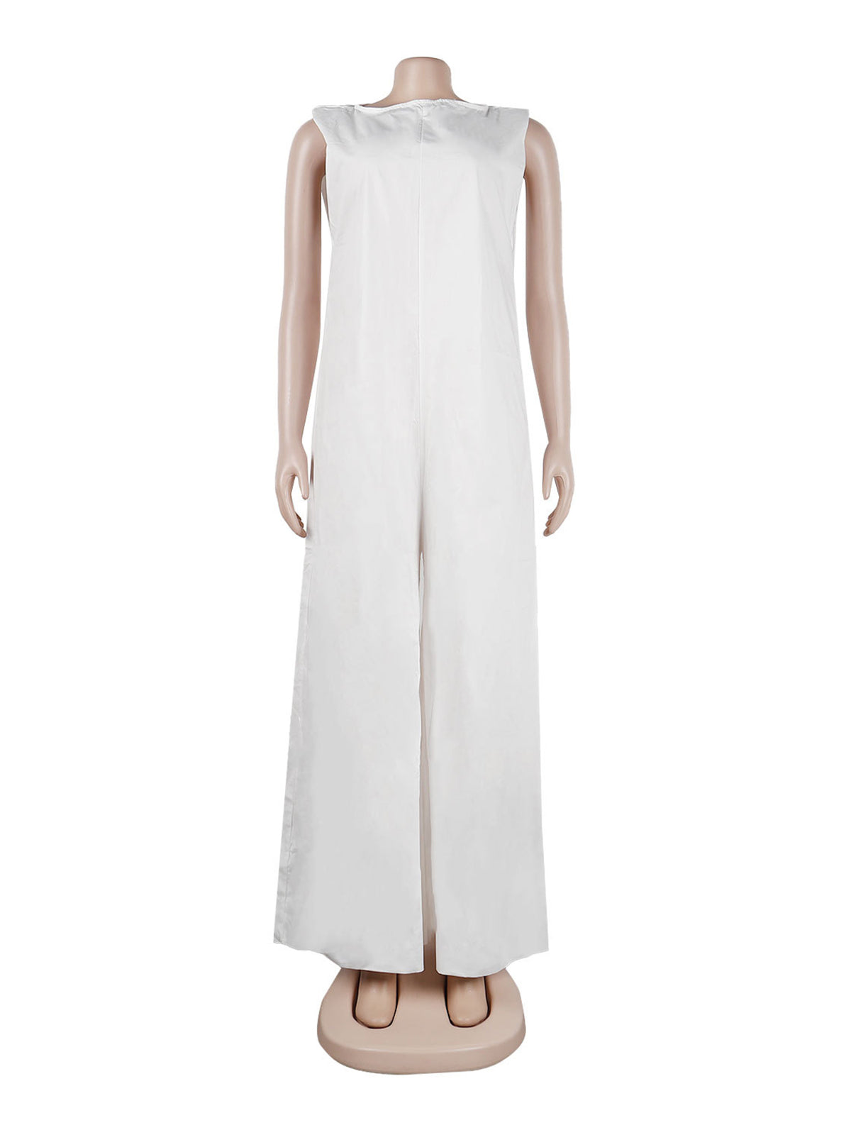 Solid Color Sleeveless Wide Leg Jumpsuits
