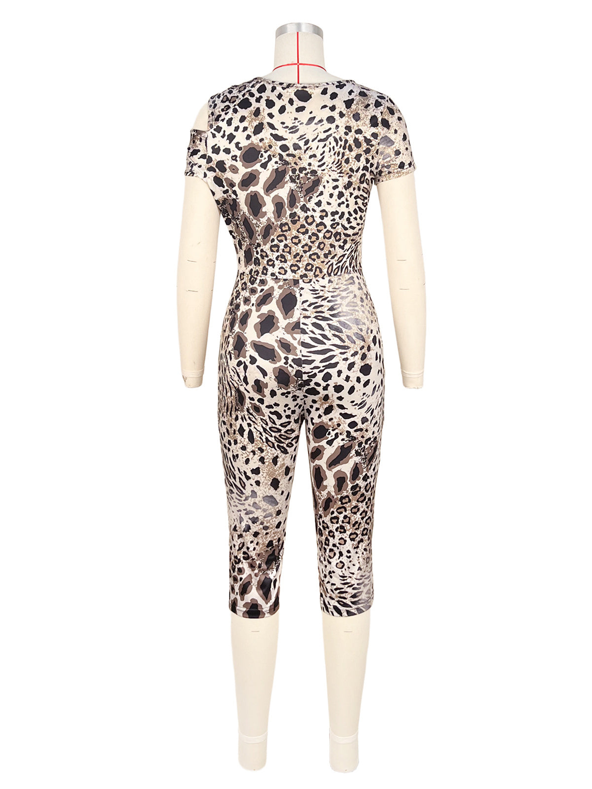 Sexy Leopard Print Tight Capri Jumpsuit